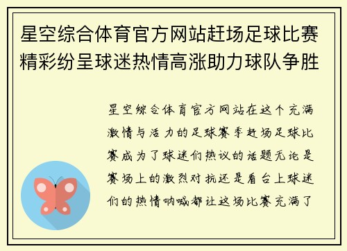 星空综合体育官方网站赶场足球比赛精彩纷呈球迷热情高涨助力球队争胜
